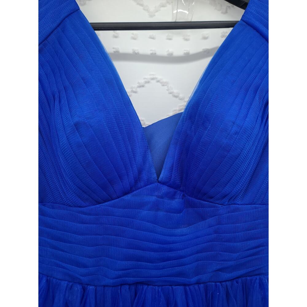 Royal Blue Chiffon Gown Size 12 Formal Empire Waist Sheer - Picture 9 of 11